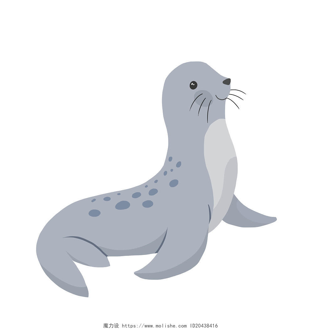 手绘卡通海豹素材国际海豹日海豹